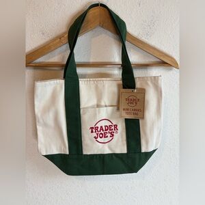 Trader Joe’s Green Canvas Mini Tote Bag limited edition NEW WITH TAGS